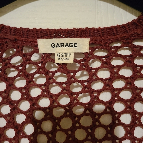 Garage Loose Knit Shrug, Three-Quarter Sleeve - Burgundy, US/CA XS - Picture 3 of 4